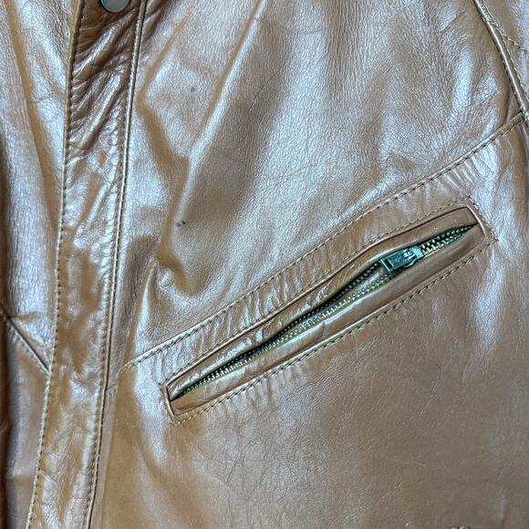 Retro Leather Jacket Brown 38  1960's-1970's Leather Coat - Picture 2 of 7